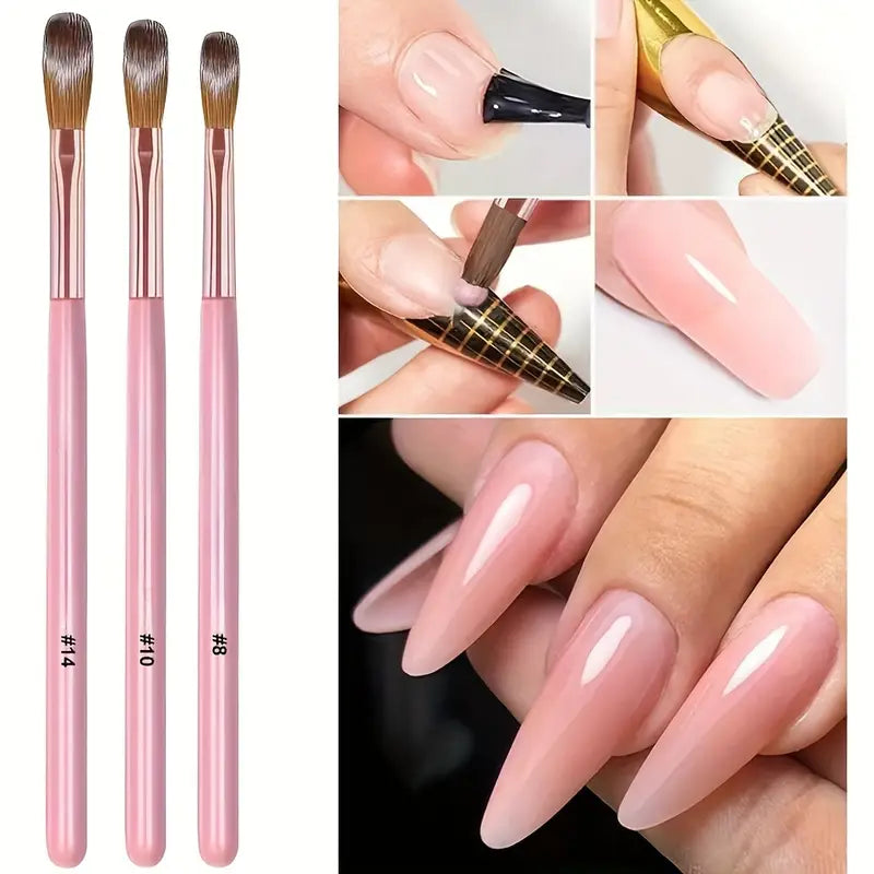 GV749 3pcs Professional Nail Art Brush Set – High-Precision 3D Builder Gel & Acrylic Drawing Brushes for Nail Extension and Design