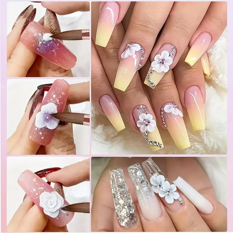 GV749 3pcs Professional Nail Art Brush Set – High-Precision 3D Builder Gel & Acrylic Drawing Brushes for Nail Extension and Design