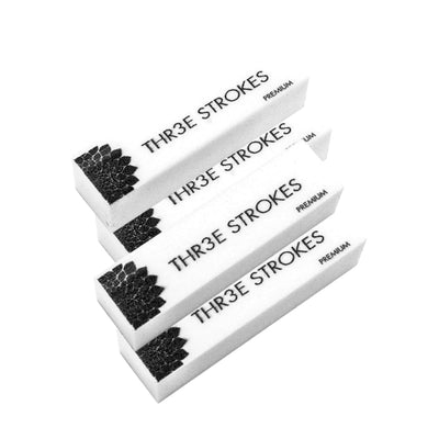 GV91 THR3E STROKES Nail Buffer Block,120Grit 4pcs Sponge Nail Files for Natural Nails Professional Washable White Buffer Polisher Sanding Buffer for Acrylic Nails Manicure Tools for Salon Beginner