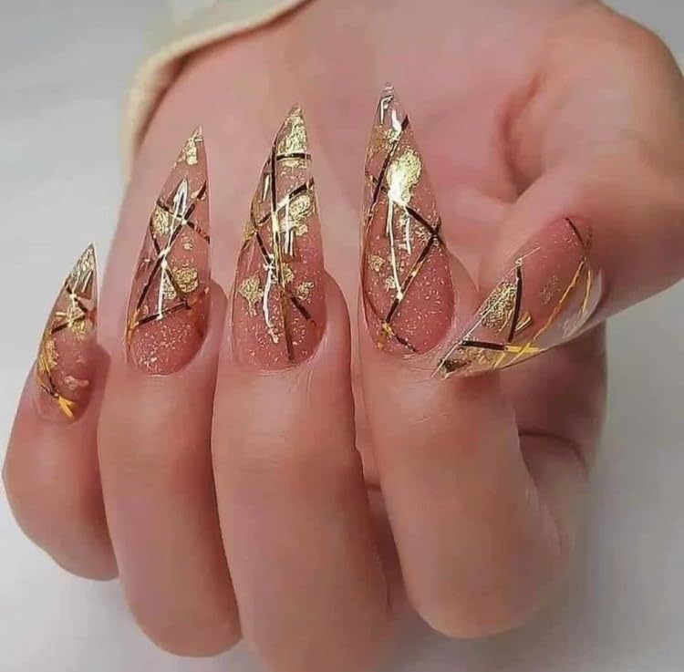 GV32 THR3E STROKES Soft Gel Nail Tips, Full Cover Clear Soft Nail Tips for Artificial False Nails Extension Nail Salons DIY Nail Art with Box, 550PCS (MEDIUM STILETTO N9)