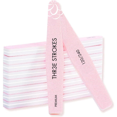 GV37 THR3E STROKES Nail Buffer Block Nail Prep Sponge Nail Files 120/240 Grit Pink Nail Sanding Buffer for Acrylic Nails 10Pcs Professional Nail Supplies Pedicure Nail Buffers Manicure Tools