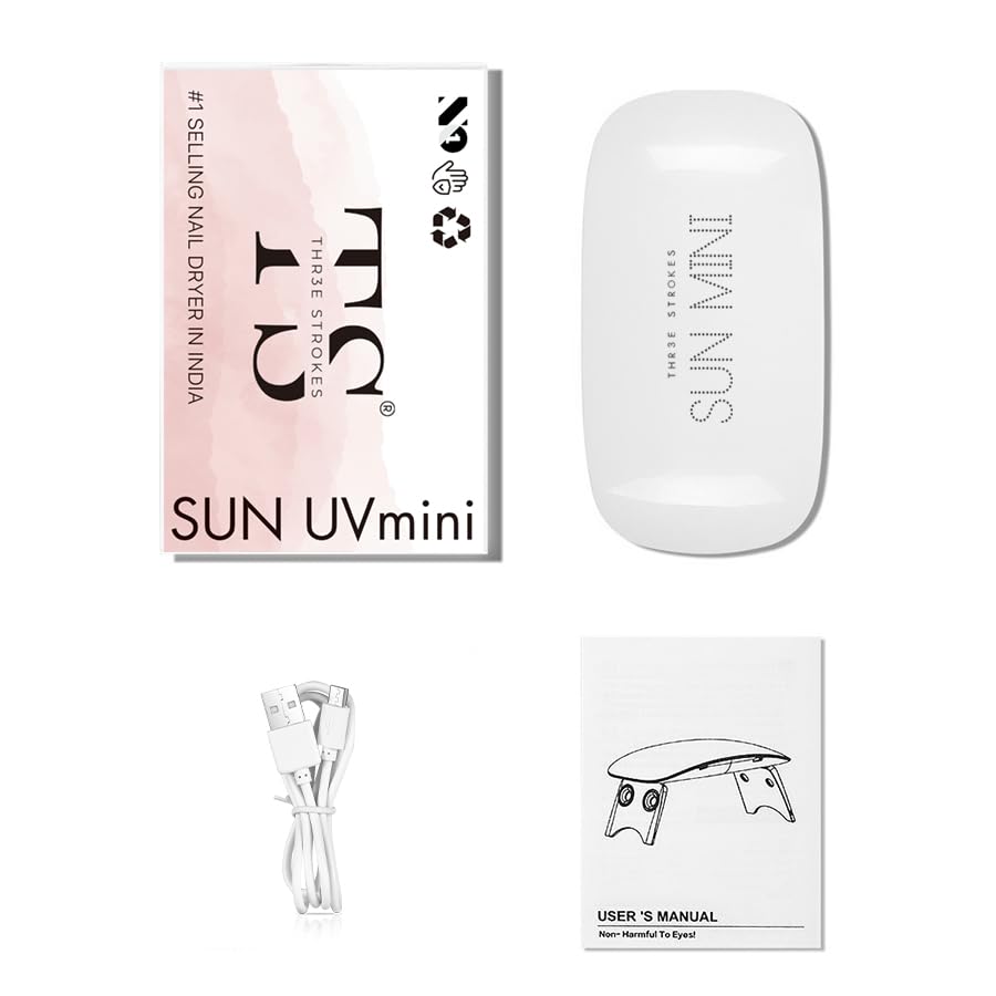 GV88 THR3E STROKES UV LED Nail Lamp, Mini UV Light for Gel Nails, 6W USB Portable Fast Drying Gel Polish Curing Light 60S Timer Professional Nail Dryer Manicure Kit for Nail Salon Home DIY