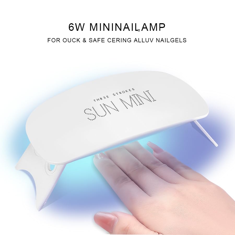 GV88 THR3E STROKES UV LED Nail Lamp, Mini UV Light for Gel Nails, 6W USB Portable Fast Drying Gel Polish Curing Light 60S Timer Professional Nail Dryer Manicure Kit for Nail Salon Home DIY
