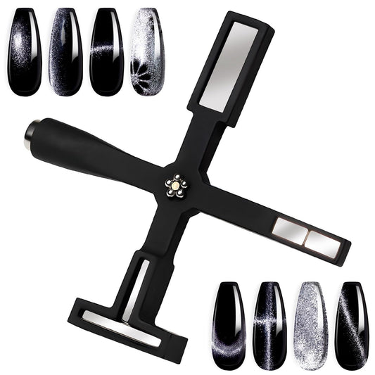 GV4 THR3E STROKES 5 in 1 Magnet for Cat Eye Gel Nail Polish, Multifunctional Magnetic Nail Tool, Upgraded Cross Cat Eye Magnet for Nail Designs 3D Cateye Nail Gel Strong Nail Art Magnet Home Salon