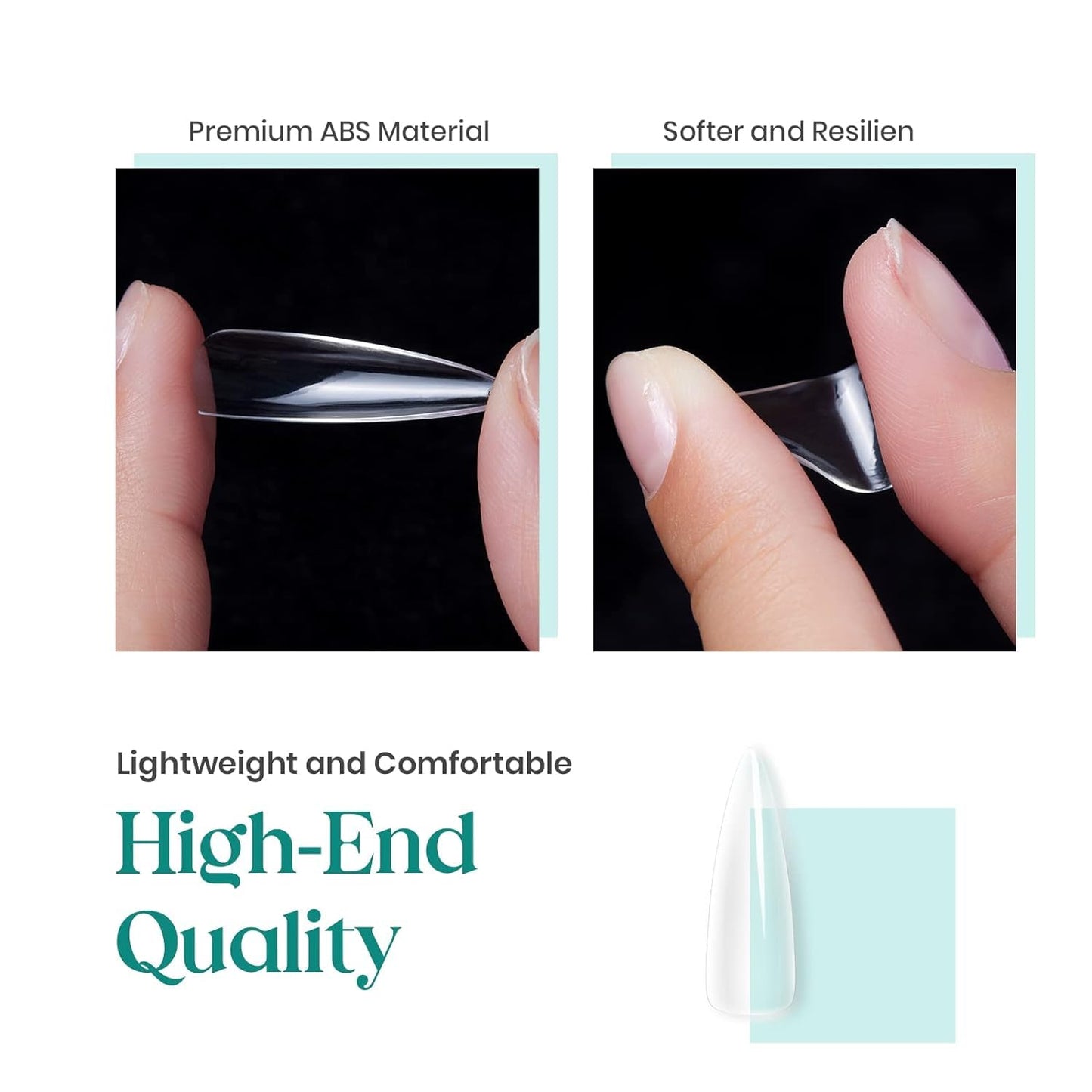 GV32 THR3E STROKES Soft Gel Nail Tips, Full Cover Clear Soft Nail Tips for Artificial False Nails Extension Nail Salons DIY Nail Art with Box, 550PCS (MEDIUM STILETTO N9)