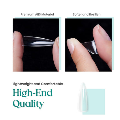 GV32 THR3E STROKES Soft Gel Nail Tips, Full Cover Clear Soft Nail Tips for Artificial False Nails Extension Nail Salons DIY Nail Art with Box, 550PCS (MEDIUM STILETTO N9)