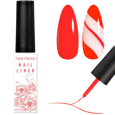 GV111 THR3E STROKES Gel Polish Red Gel Liner Gel Polish Nail Art Liner Red 1 pcs 8ml Classic Red Gel Nail Polish Art Paint for Nails Built Soak Off Uv Manicure Salon DIY at Home Nail Design Polish Gifts for Girl (Red)