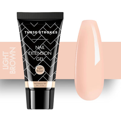 GV130 THR3E STROKES PolyGel Quick Upgrade Poly Gel Kits,30ML Polygel Nail Kit Builder Gel,Nail Extension Gel Trendy Nail Art Design Salon Nail Easy DIY at Home (10 LIGHT BROWN) (UV/LED LAMP REQUIRED)