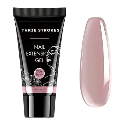 GV129 THR3E STROKES PolyGel Quick Upgrade Poly Gel Kits,30ML Polygel Nail Kit Builder Gel,Nail Extension Gel Trendy Nail Art Design Salon Nail Easy DIY at Home (11 CLEAR BROWN) (UV/LED LAMP REQUIRED)