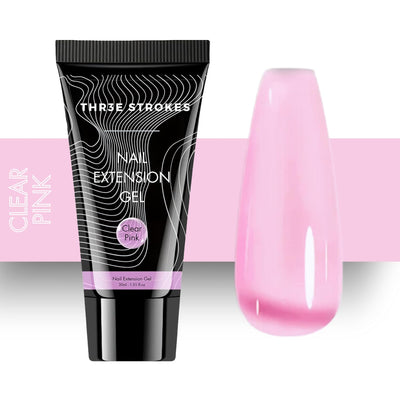 GV131 THR3E STROKES PolyGel Quick Upgrade Poly Gel Kits,30ML Polygel Nail Kit Builder Gel,Nail Extension Gel Trendy Nail Art Design Salon Nail Easy DIY at Home (4 CLEAR PINK) (UV/LED LAMP REQUIRED)