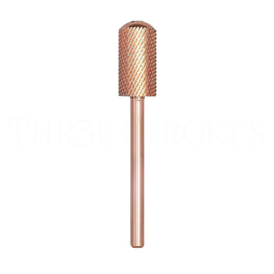 GV66 THR3E STROKES Nail Drill Bits, 3/32'' Smooth Round Top Large Barrel Carbide Bits, Suitable for Manicure Pedicure Cuticle Gel Polishing, Beginners Bits, Rose Gold, Series Bit (Medium-M, ROSE GOLD)