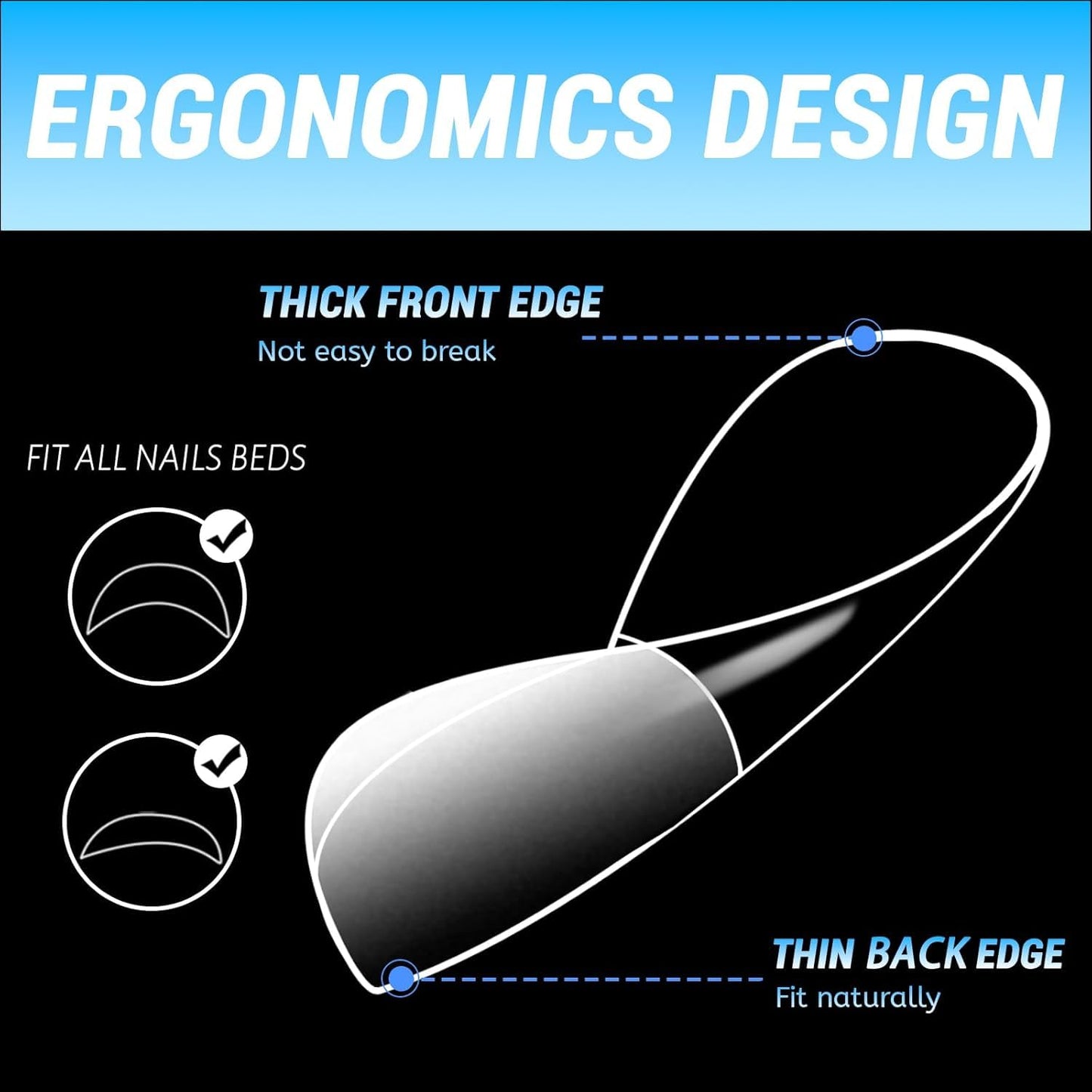 GV35 THR3E STROKES Soft Gel NailTips, Full Cover Clear Soft Nail Tips for Artificial FalseNails Extension Nail Salons DIY NailArt with Box, 550PCS (MEDIUM OVAL P11)