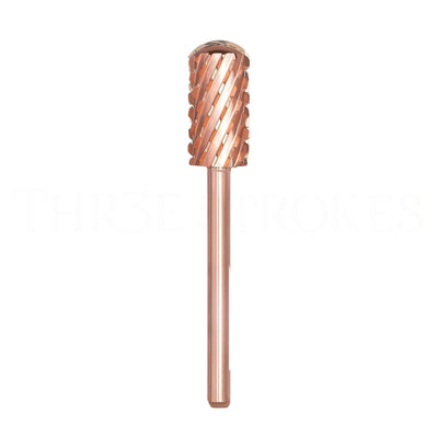GV72 THR3E STROKES Nail Drill Bits, 3/32'' Smooth Round Top Large Barrel Carbide Bits, Suitable for Manicure Pedicure Cuticle Gel Polishing, Beginners Bits, Rose Gold, Series Bit (Triple Coarse-3XC, ROSE GOLD)