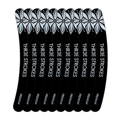 GV97 THR3E STROKES 10 Pack 100/180 Grit Banana Nail Files, Black Professional Reusable Emery Boards Manicure Tool for Acrylic Nails, Nail Buffering Files