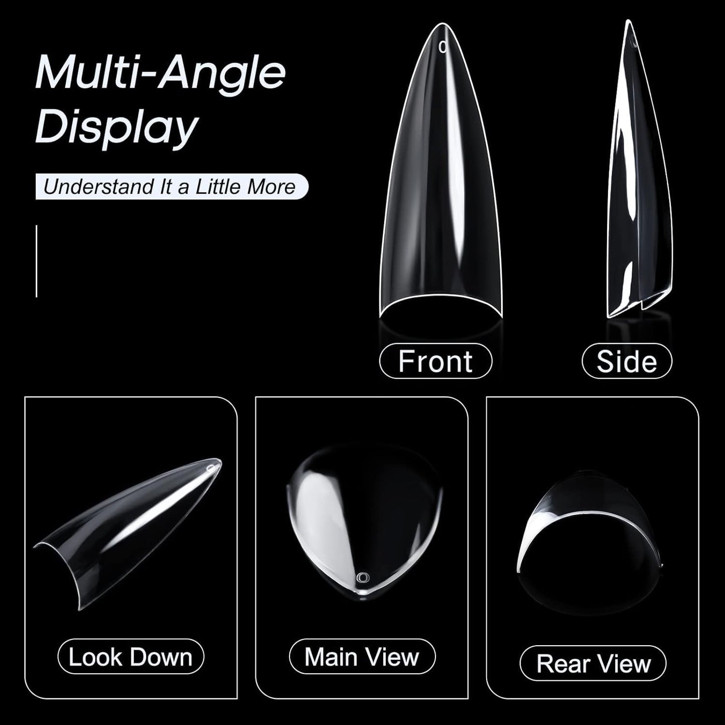 GV33 THR3E STROKES Soft Gel Nail Tips, Full Cover Clear Soft Nail Tips for Artificial False Nails Extension Nail Salons DIY Nail Art with Box, 550PCS (MEDIUM STILETTO N17)