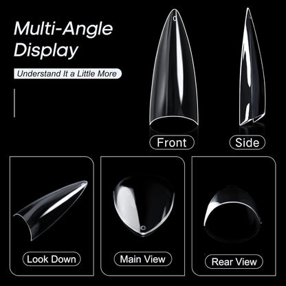 GV33 THR3E STROKES Soft Gel Nail Tips, Full Cover Clear Soft Nail Tips for Artificial False Nails Extension Nail Salons DIY Nail Art with Box, 550PCS (MEDIUM STILETTO N17)