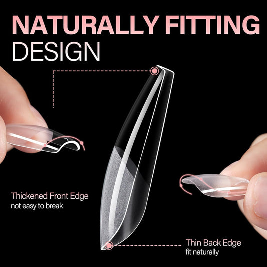 GV34 THR3E STROKES Soft Gel Nail Tips, Full Cover Clear Soft Nail Tips for Artificial False Nails Extension Nail Salons DIY Nail Art with Box, 550PCS (MEDIUM COFFIN N14)