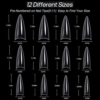 GV33 THR3E STROKES Soft Gel Nail Tips, Full Cover Clear Soft Nail Tips for Artificial False Nails Extension Nail Salons DIY Nail Art with Box, 550PCS (MEDIUM STILETTO N17)