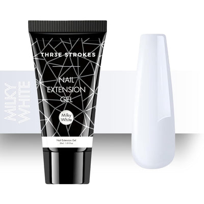 GV127 THR3E STROKES PolyGel Quick Upgrade Poly Gel Kits,30ML Polygel Nail Kit Builder Gel,Nail Extension Gel Trendy Nail Art Design Salon Nail Easy DIY at Home (6 MILKY WHITE) (UV/LED LAMP REQUIRED)