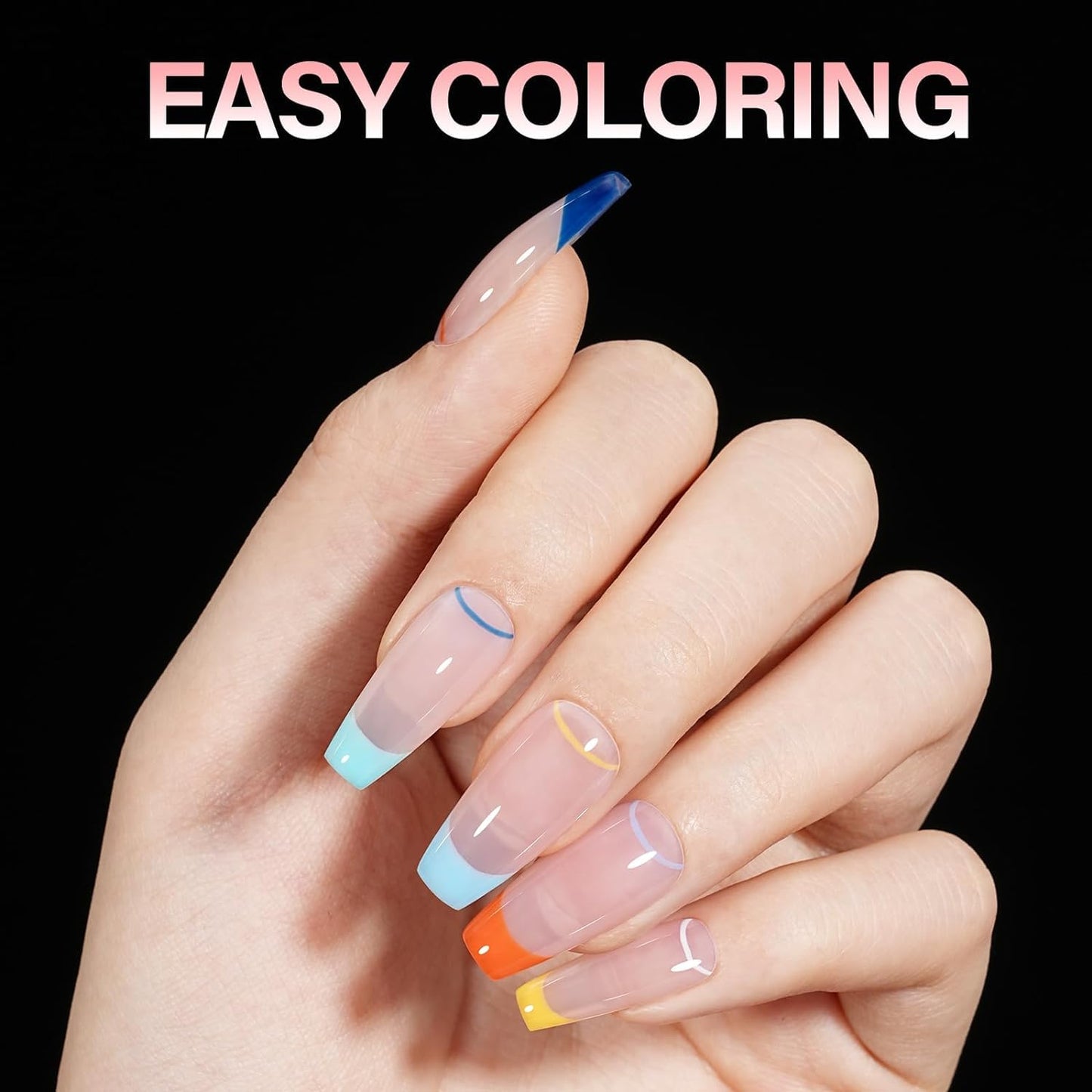 GV34 THR3E STROKES Soft Gel Nail Tips, Full Cover Clear Soft Nail Tips for Artificial False Nails Extension Nail Salons DIY Nail Art with Box, 550PCS (MEDIUM COFFIN N14)