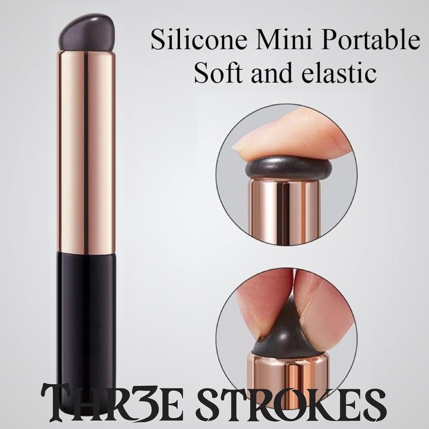 GV60 THR3E STROKES 2 Pcs Silicone Nail Art Brushes, Reusable Nail Brushes For Nail Art Silicone Jelly Head Nail Brushes For Lip Lipstick Concealer Makeup Brush Nail Glitter Gradient Shading Manicure Tools