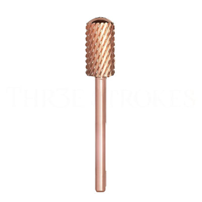 GV68 THR3E STROKES Nail Drill Bits, 3/32'' Smooth Round Top Large Barrel Carbide Bits, Suitable for Manicure Pedicure Cuticle Gel Polishing, Beginners Bits, Rose Gold, Series Bit (Extra Coarse-XC, ROSE GOLD)
