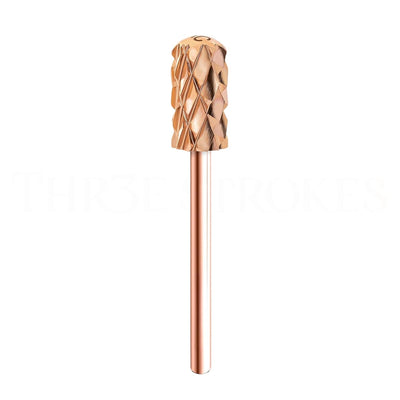 GV70 Nail Drill Bits, 3/32'' Smooth Round Top Large Barrel Carbide Bits, Suitable for Manicure Pedicure Cuticle Gel Polishing, Beginners Bits, Rose Gold, Series Bit (Quintuple Coarse-5XC, ROSE GOLD)