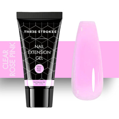 GV133 THR3E STROKES PolyGel Quick Upgrade Poly Gel Kits,30ML Polygel Nail Kit Builder Gel,Nail Extension Gel Trendy Nail Art Design Salon Nail Easy DIY at Home (8 CLEAR ROSE PINK) (UV/LED LAMP REQUIRED)
