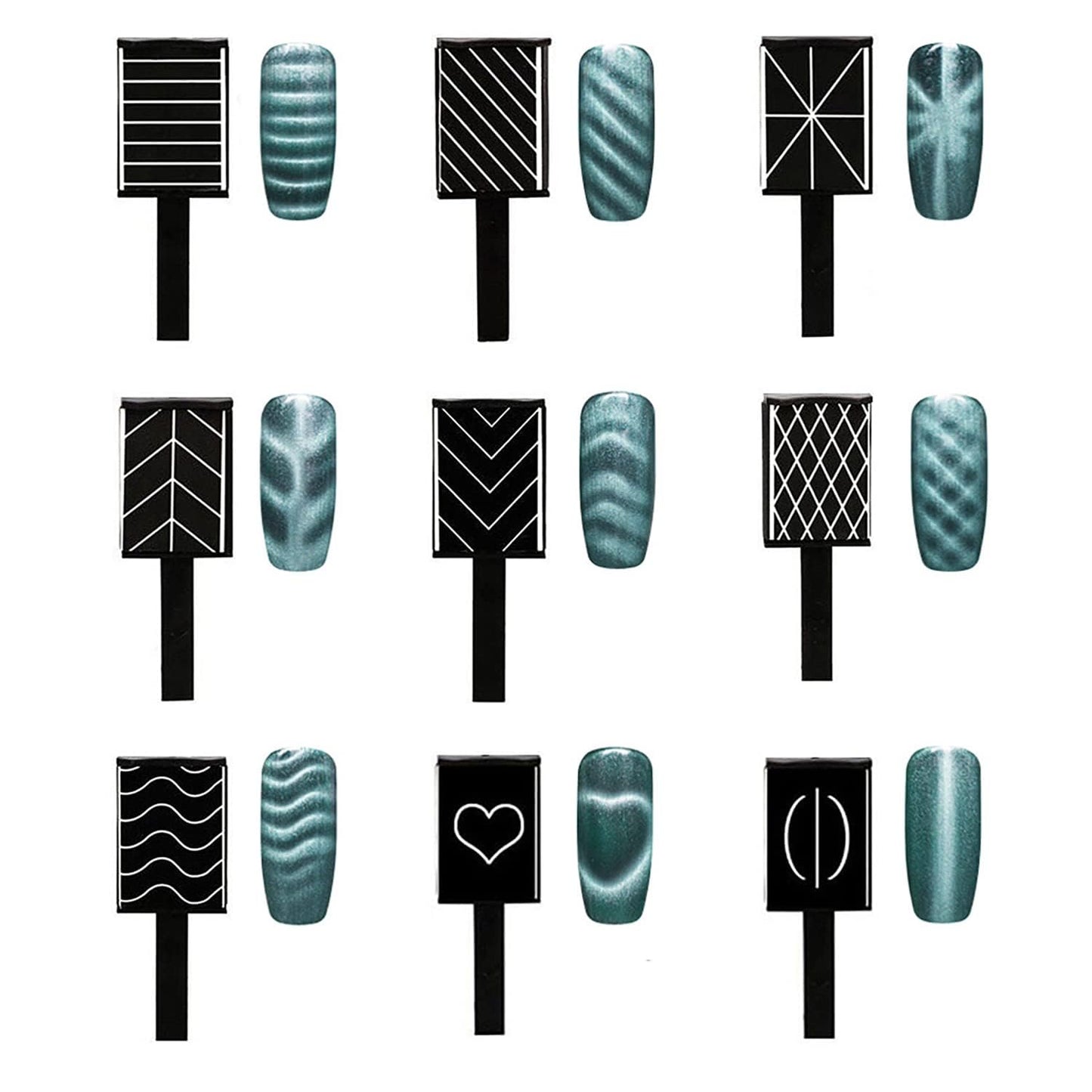 GV61 THR3E STROKES 15Pcs Nail Magnet Set Cat Eye Gel Nail Polish Magnet Wand Magnetic Nail Polish Cat Eye Magnet for Nails Cat Eye Magnets Sticks Nail Design Tools Nail Art Accessories