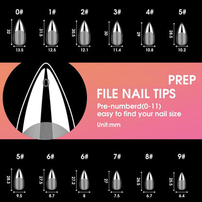 GV26 THR3E STROKES Soft Gel Nail Tips, Full Cover Clear Soft Nail Tips for Artificial False Nails Extension Nail Salons DIY Nail Art with Box, 550PCS (SHORT STILETTO N13)