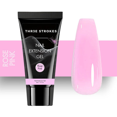 GV132 THR3E STROKES PolyGel Quick Upgrade Poly Gel Kits,30ML Polygel Nail Kit Builder Gel,Nail Extension Gel Trendy Nail Art Design Salon Nail Easy DIY at Home (5 ROSE PINK) (UV/LED LAMP REQUIRED)