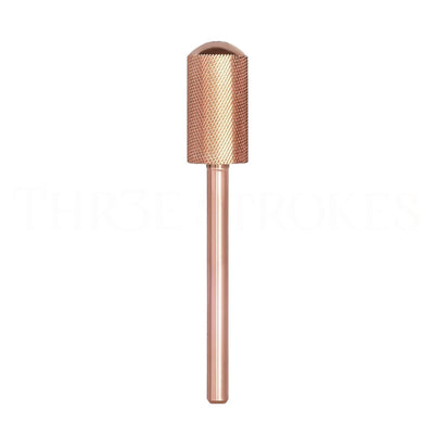 GV67 THR3E STROKES Nail Drill Bits, 3/32'' Smooth Round Top Large Barrel Carbide Bits, Suitable for Manicure Pedicure Cuticle Gel Polishing, Beginners Bits, Rose Gold, Series Bit (Extra Fine-XF, ROSE GOLD)