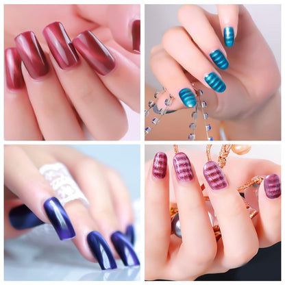 GV61 THR3E STROKES 15Pcs Nail Magnet Set Cat Eye Gel Nail Polish Magnet Wand Magnetic Nail Polish Cat Eye Magnet for Nails Cat Eye Magnets Sticks Nail Design Tools Nail Art Accessories
