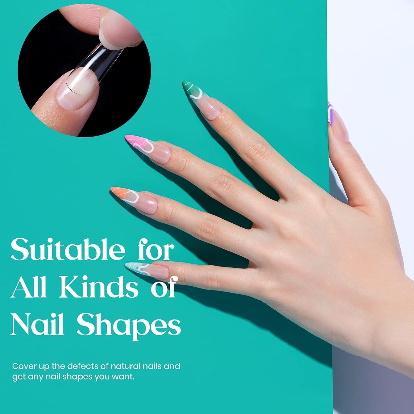 GV32 THR3E STROKES Soft Gel Nail Tips, Full Cover Clear Soft Nail Tips for Artificial False Nails Extension Nail Salons DIY Nail Art with Box, 550PCS (MEDIUM STILETTO N9)