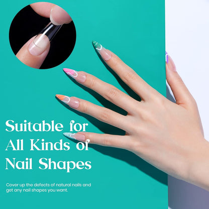 GV32 THR3E STROKES Soft Gel Nail Tips, Full Cover Clear Soft Nail Tips for Artificial False Nails Extension Nail Salons DIY Nail Art with Box, 550PCS (MEDIUM STILETTO N9)