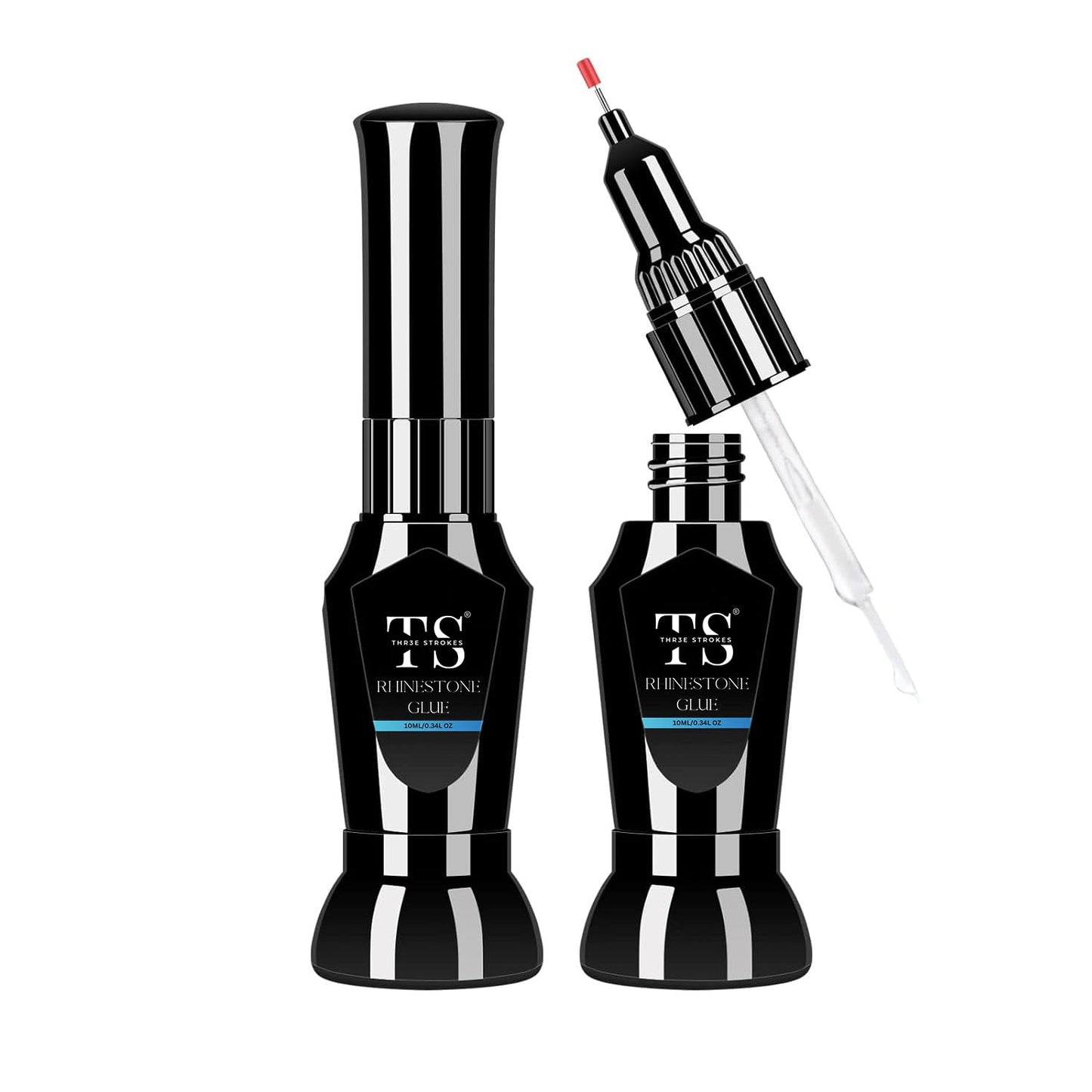 GV49 THR3E STROKES Nail Rhinestone Glue Gel, Upgrade Gel Nail Glue with Brush & Pen Tip Super Strong Adhesive Precise for Nail Charms Crystals Rhinestones Beads Flower 3D Decorations 8ml(uv required)2in1
