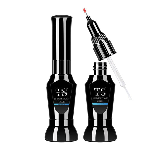 GV49 THR3E STROKES Nail Rhinestone Glue Gel, Upgrade Gel Nail Glue with Brush & Pen Tip Super Strong Adhesive Precise for Nail Charms Crystals Rhinestones Beads Flower 3D Decorations 8ml(uv required)2in1