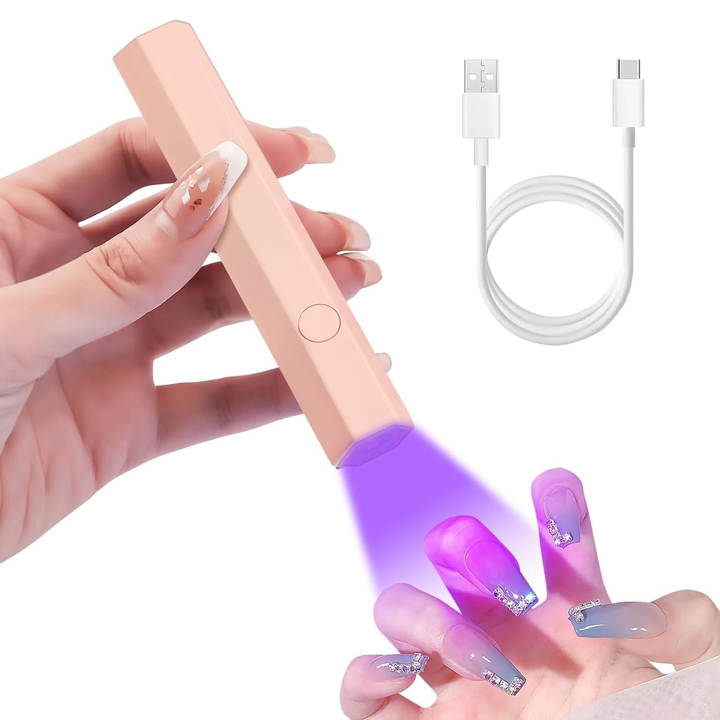 GV63 THR3E STROKES Mini UV Light for Gel Nails - Portable Mini Nail Lamp,3W Handheld UV Light for Nails Pen Shape Nail Dryer Professional Led Light for Resin