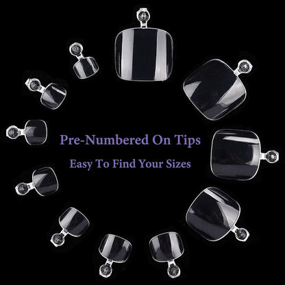 GV22 THR3E STROKES Soft Gel Nail Tips, Full Cover Clear Soft Nail Tips for Artificial False Nails Extension Nail Salons DIY Nail Art with Box, 550PCS (TOE NAILS)