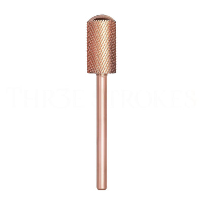GV75 THR3E STROKES Nail Drill Bits, 3/32'' Smooth Round Top Large Barrel Carbide Bits, Suitable for Manicure Pedicure Cuticle Gel Polishing, Beginners Bits, Rose Gold, Series Bit (Fine-F, ROSE GOLD)