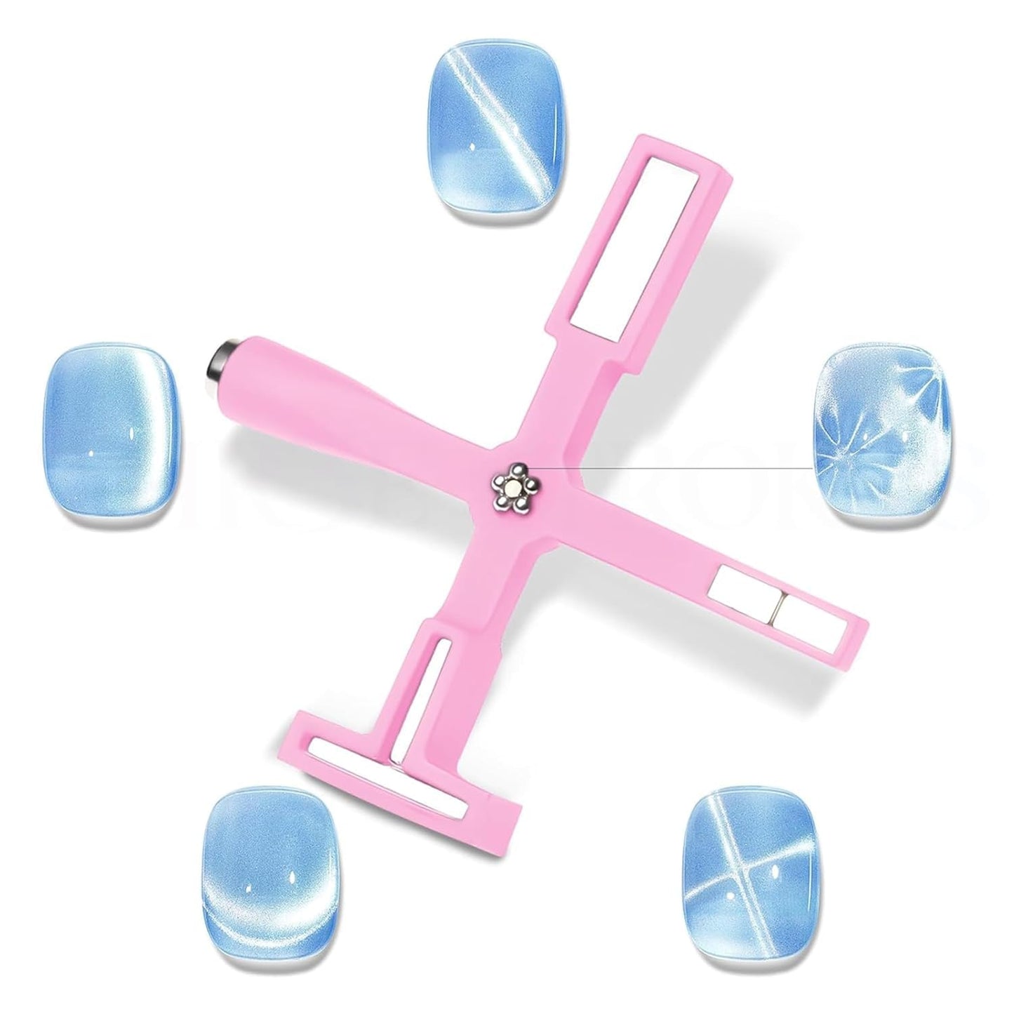 GV4 THR3E STROKES 5 in 1 Magnet for Cat Eye Gel Nail Polish, Multifunctional Magnetic Nail Tool, Upgraded Cross Cat Eye Magnet for Nail Designs 3D Cateye Nail Gel Strong Nail Art Magnet Home Salon