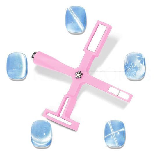 GV4 THR3E STROKES 5 in 1 Magnet for Cat Eye Gel Nail Polish, Multifunctional Magnetic Nail Tool, Upgraded Cross Cat Eye Magnet for Nail Designs 3D Cateye Nail Gel Strong Nail Art Magnet Home Salon