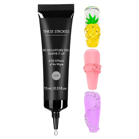 GV2 THR3E STROKES 15g 3D Sculpting Gel Nail Glue for Nail Designs and DIY Nail Art - Clear Gel Polish for Drawing, Molding, Sculpture and Decoration  (UV/LED LAMP REQUIRED)