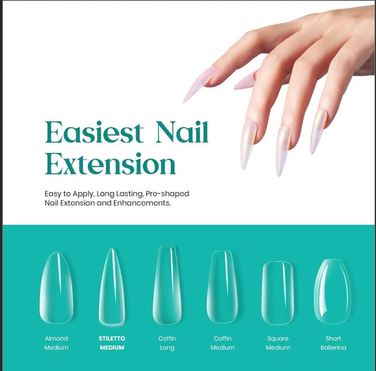 GV28 THR3E STROKES Soft Gel Nail Tips, Full Cover Clear Soft Nail Tips for Artificial False Nails Extension Nail Salons DIY Nail Art with Box, 440PCS (LONG OVAL N8)