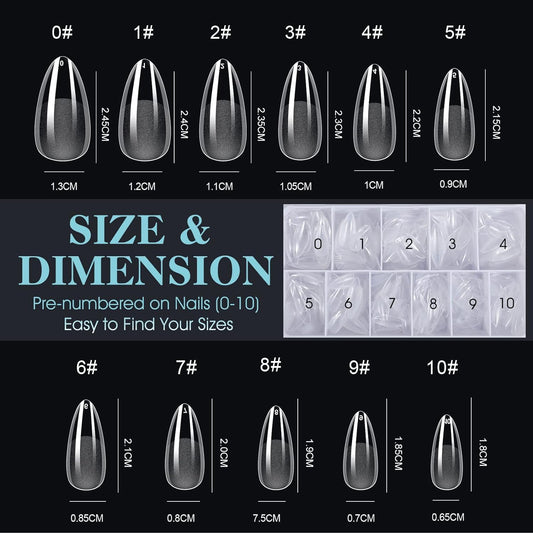GV35 THR3E STROKES Soft Gel Nail Tips, Full Cover Clear Soft Nail Tips for Artificial False Nails Extension Nail Salons DIY Nail Art with Box, 550PCS (MEDIUM ALMOND N4)