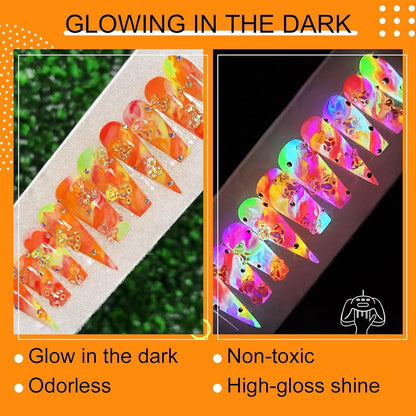GV42 THR3E STROKES Gel Nail Polish Neon Gel Nail Polish Set Fluorescent Gel Polish Luminous Glow in Dark Gel Polish Orange Hot Pink Blue Yellow Green Purple Vibrant Spring Summer Gel Polish 7ML (UV/LED LIGHT REQUIRED)  neongd