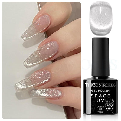 GV135 THR3E STROKES 9D Glitter Cat Eye Gel Magnetic Nail Polish Gel Art Manicure DIY at Home Soak Off UV Gel 7.5ML (CE1, 7.5ML)
