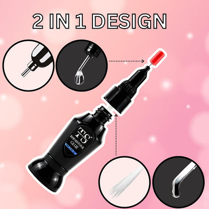 GV49 THR3E STROKES Nail Rhinestone Glue Gel, Upgrade Gel Nail Glue with Brush & Pen Tip Super Strong Adhesive Precise for Nail Charms Crystals Rhinestones Beads Flower 3D Decorations 8ml(uv required)2in1