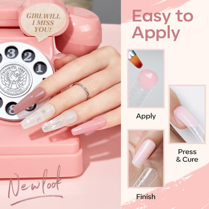 GV124 THR3E STROKES PolyGel Quick Upgrade Poly Gel Kits,30ML Polygel Nail Kit Builder Gel,Nail Extension Gel Trendy Nail Art Design Salon Nail Easy DIY at Home (1 CLEAR) (UV/LED LAMP REQUIRED)