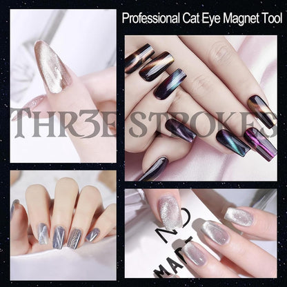 GV48 THR3E STROKES Cat Eye Magnet for Nails, 5.9inch Super Long Double-head Nail Polish Magnet Pens Magnet Stick 3D Magnetic Cat Eye Gel Polish Nail Art Tool, for Home DIY, Salon, Studio